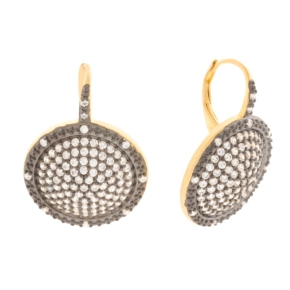 NWT FREIDA ROTHMAN Sterling Silver Large Pave Times Square Earrings New - Picture 1 of 3